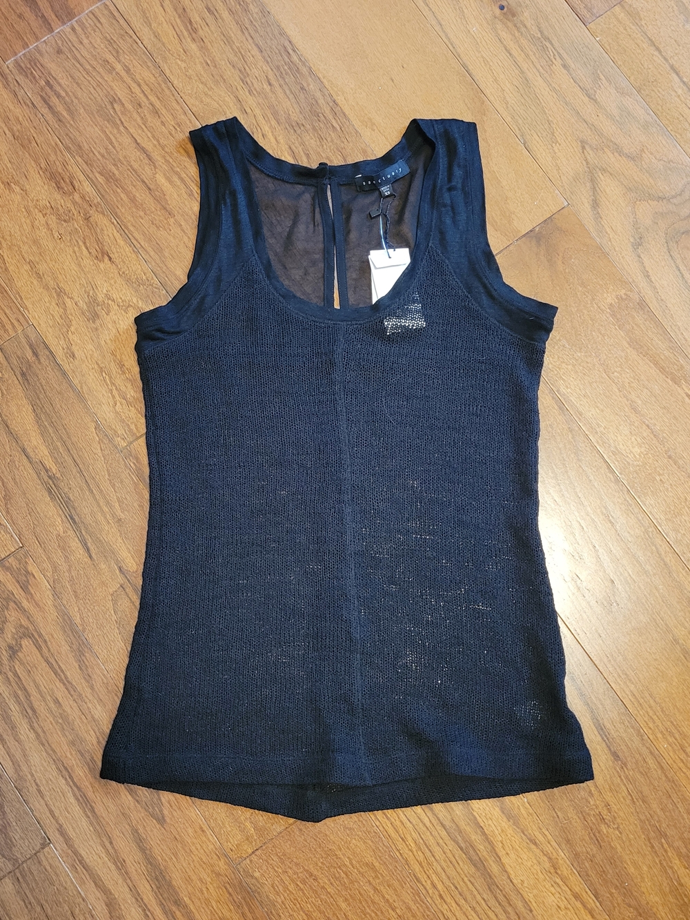 Sanctuary Black Sheer-Back Knit Tank XS NWT